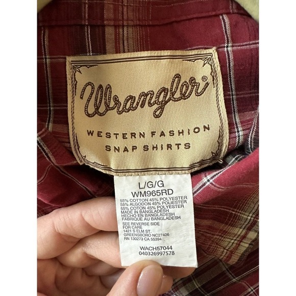 Vtg Wrangler Shirt Western Pearl Snap Sz L Plaid Sawtooth Cowboy Rodeo R…​ - Picture 5 of 6